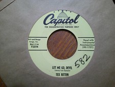 PROMO CAPITOL 45 RECORD/TEX RITTER/LET ME GO DEVIL/THE LONG BLACK RIFLE/EX+