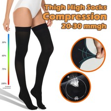20-30 mmHg Thigh High Compression Stockings Swelling Closed Toe Support Socks