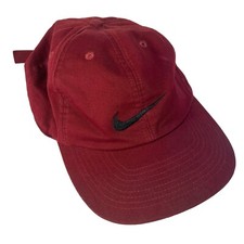VINTAGE Nike Hat Cap Strapback Maroon Adjustable Embroidered Adult Swoosh 90s