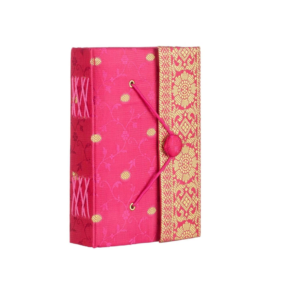 Sari Fabric Journal Notebook Diary 6 Colours 11cm x 16cm Unlined Recycled Paper - Image 2 of 4