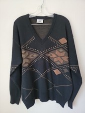 Gabici Mens Sweater Large Made in ITALY Argyle Print Wool Blend EXCELLENT