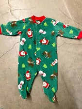 1pc Green CARTERS Fleece Sleeper PAJAMAS PJ Christmas size 6 months