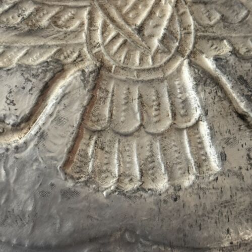 Antique Wall Tinned Copper Plate Faravahar Farohar Persia (9-3/4 inch ) - Picture 3 of 16