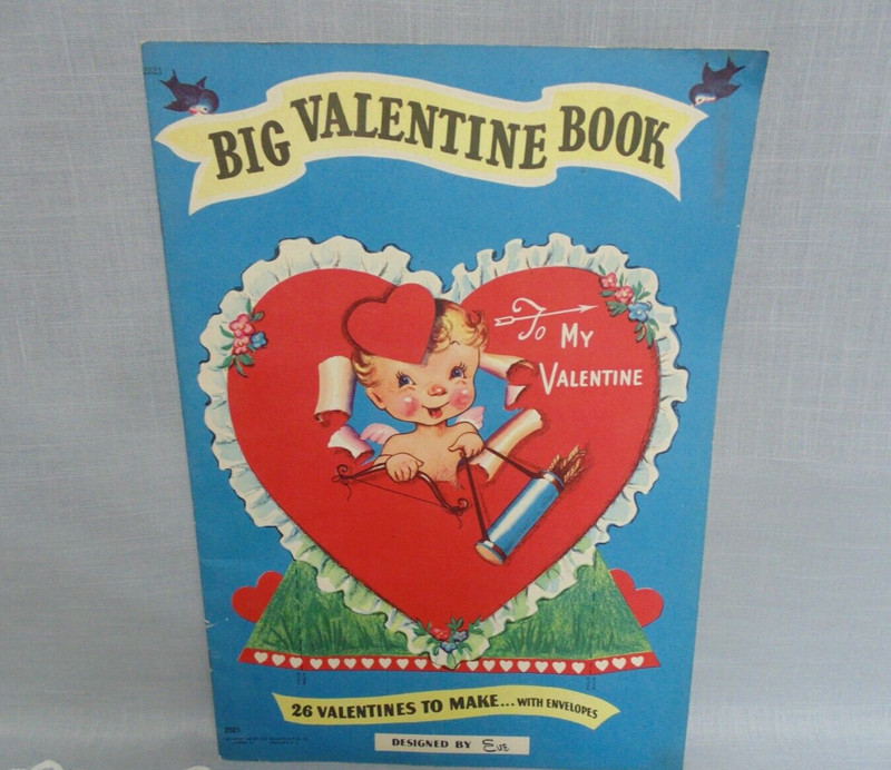 Big Valentine Book 26 Uncut 1946 USA Cupid Arrows Designed by Eve