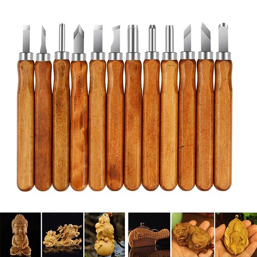 12Pcs Wood Carving Hand Chisel Tool Set Professional Woodworking DIY ...