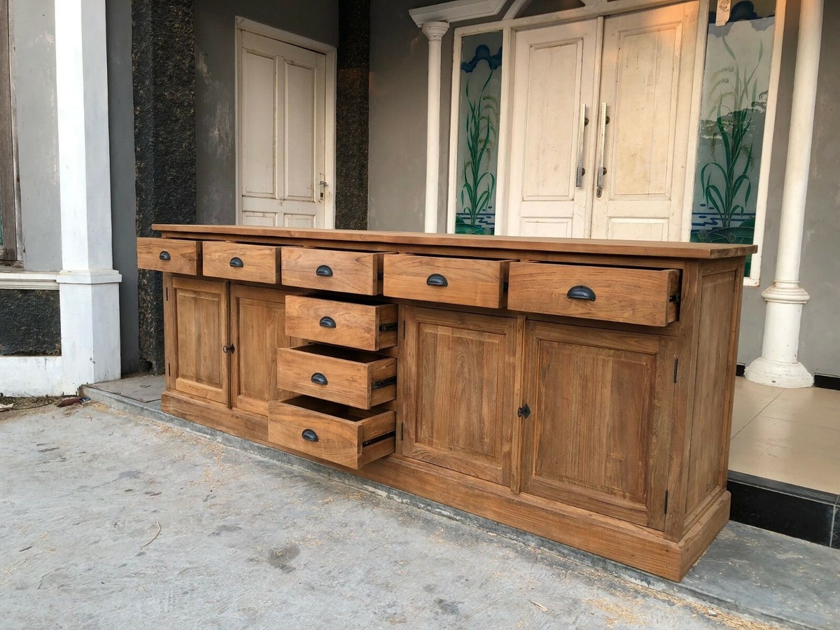 XXL Echtholz massiv Teakholz Sideboard Kommode Bierens 240cm x 95cm Top Preis