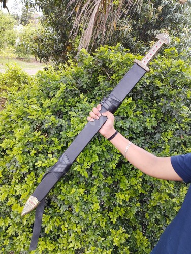 Espada Vikinga del Rey Ragnar Lista para la Batalla Espada Medieval con Vaina y Placa - Imagen 9 de 11