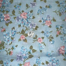 Vintage, Pastel Calico on Blue Lt-Weight Poly/Cotton 1 yard