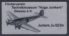 Blechschild Junkers Ju-52/3m Förderverein Technikmuseum Hugo Junkers Dessau