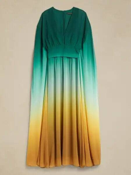 zela chiffon maxi dress BANANA REPUBLIC 8 Zela Chiffon Maxi Dress 8 Sheer Daybreak Ombre #632617