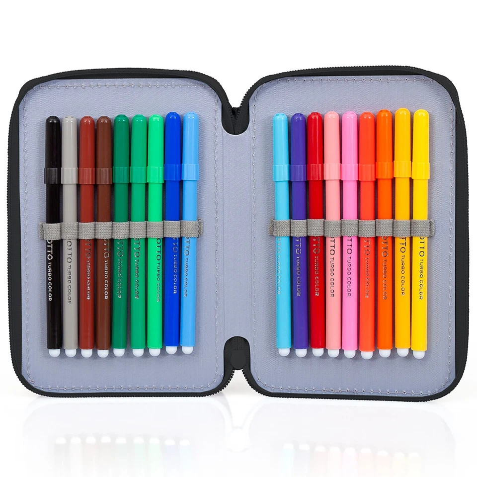 Batman Astuccio 3 scomparti riempito 45 pezzi, Scuola, 3 Zip, QM-43767 - Immagine 4 di 4