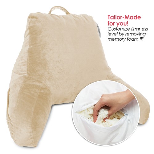 Super Soft Foam Reading Pillow, TV & Bed Rest Pillow, Arms Support with Pockets - Picture 23 of 131