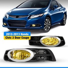 For 2012-2013 Honda Civic 2door Coupe Fog Lights Yellow Len Driving Bumper Lamp