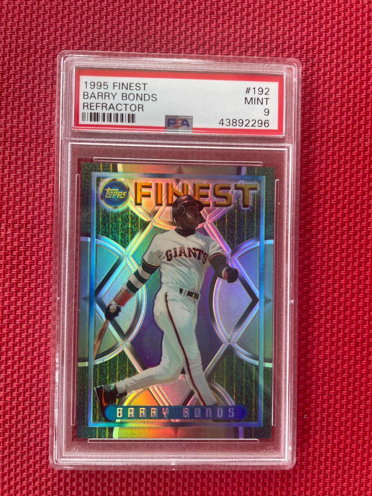 1995 BARRY BONDS TOPPS FINEST REFRACTOR #192  PSA 9