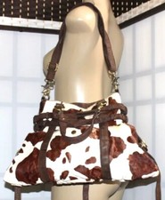 Steven Steve Madden Belted Calf-hair Fur Leather Large Satchel Crossbody Bag 