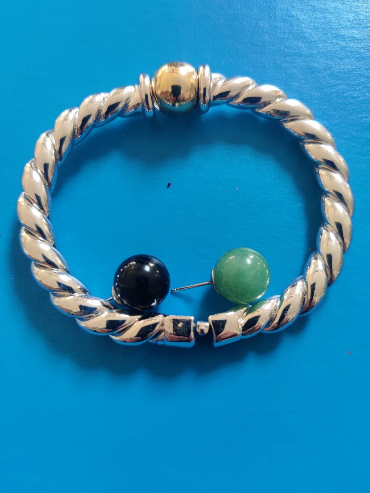 Interchangeable Center Bead Silvertone Bracelet b… - image 1