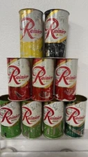 9 diff RAINIER JUBILEE BEER CANS FROM WIND TUNNEL FIND AS FOUND NO LIDS.