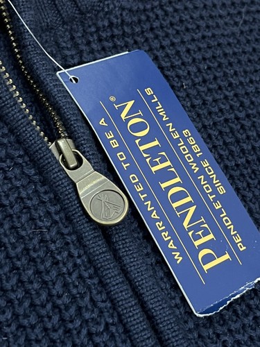 Pendleton Full Zip Cardigan Waffle Knit L Navy Blue NEW with Tags (148USD) - Picture 7 of 8