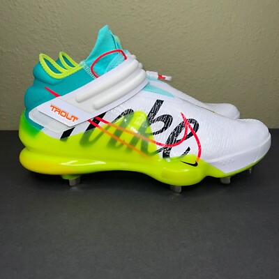 New Nike Force Zoom Trout White Aurora Green Baseball Cleats Size