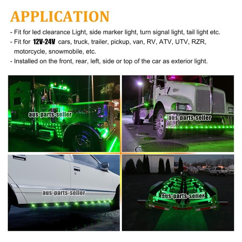 50x Smoked Round 3/4" Green LED Side Marker Lights Truck Trailer Clearance Light - Picture 4 of 7