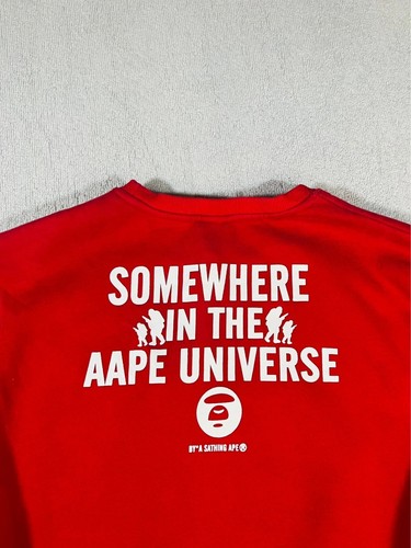 Pull Aape Col Rond Crewneck Rouge XL Y2K Coton Logo Aape Universe Vintage - Picture 7 of 12
