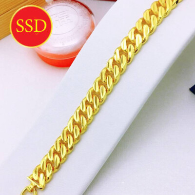 C3 Thai Gold 24k Solid Yellow Chain Pendant Bracelet 6.5,7,7.5 inches 2 Baht