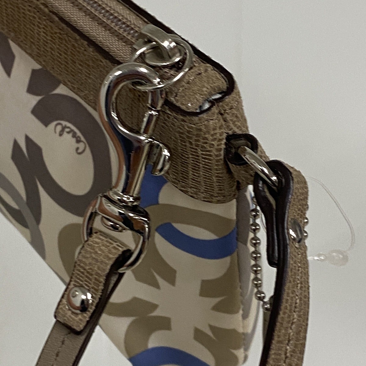 Fuctバッグ Coach Pleated Wristlet Medium Clover Print Multicolor Sateen Zip