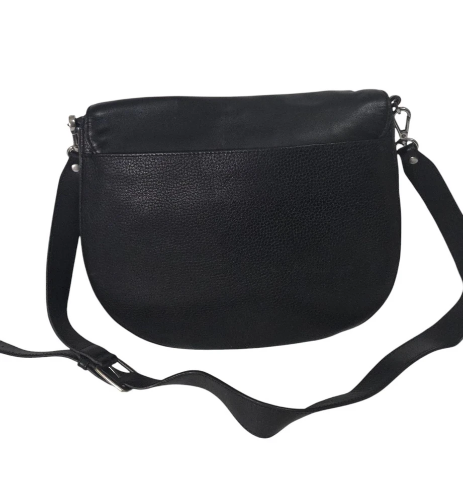 Bandolera Treasure & Bond Bolso de Hombro de Cuero Negro Cartera Solapa Frontal Bloqueo a Presión Foto 4 de 4