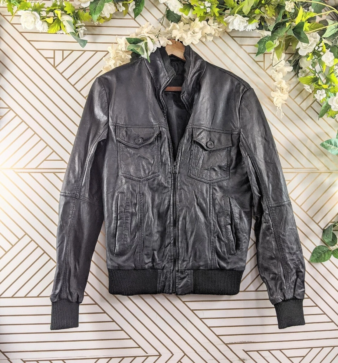 Zara sheep store leather jacket