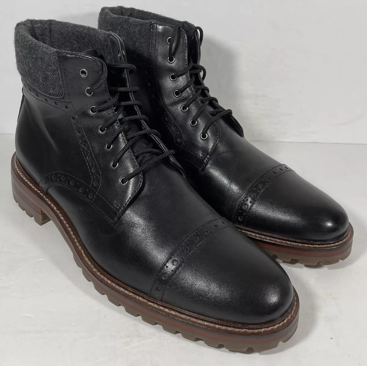 Mens black top boots size 9