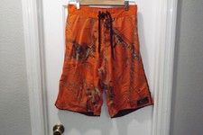    MENS MOSSY OAK ORANGE  CAMO CAMOFLAGE SWIM TRUNKS BOARD SHORTS SIZE MEDIUM