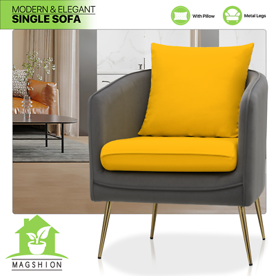 Accent Chair Faux Suede Removable Cushion Club Armchair