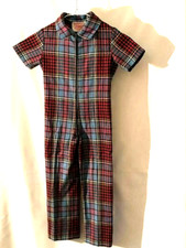 Wool tartan English wool blend blue tartan zipper jumpsuit playsuit romper sz 4