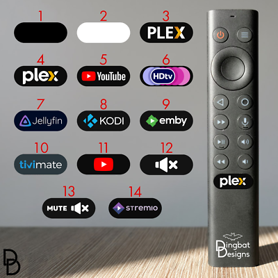 Nvidia Shield Remote Shortcut Button Sticker Plex, YouTube, HDtv
