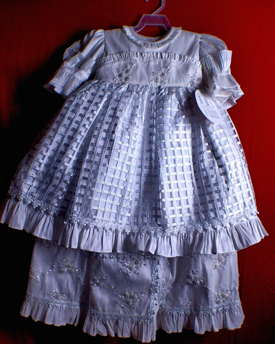 ADORABLE Baby Toddler Baptism Christening Dress Two Piece Size 1 Long Open Back