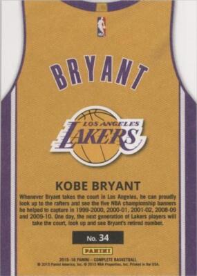 2015-16 Panini Complete - Kobe Bryant #34 for sale | eBay