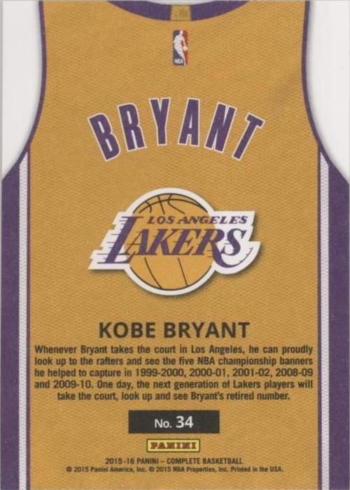 2015-16 Panini Complete - Kobe Bryant #34 for sale | eBay