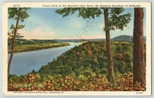 Scenic View Ohio River Louisville Kentucky Linen Postcard Travel Vtg
