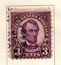 USA 1923, Abraham Lincoln 1809 - 1865, in purple, 3 cents, accept offers
