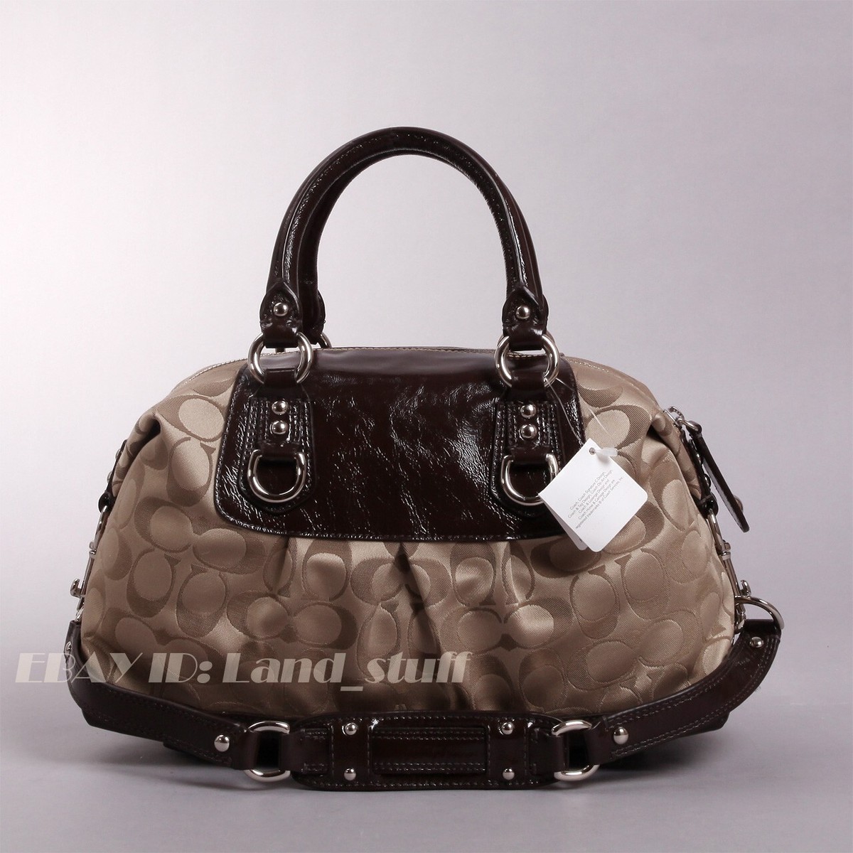 Coach Handbag Ashley F15443 Signature C Satchel Khaki/Mahogany