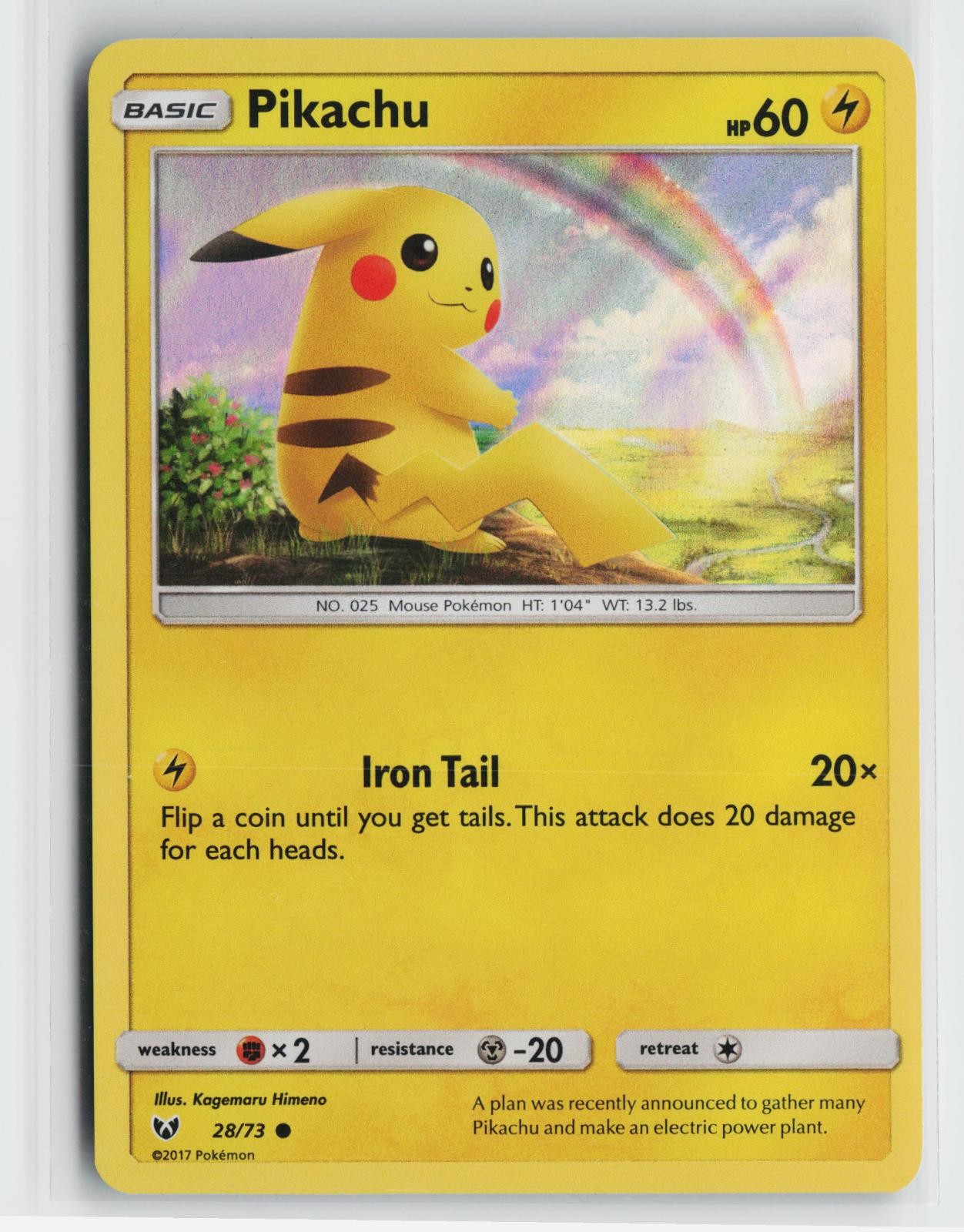 Pikachu 28/73 Common Shining Legends Pokemon Near Mint