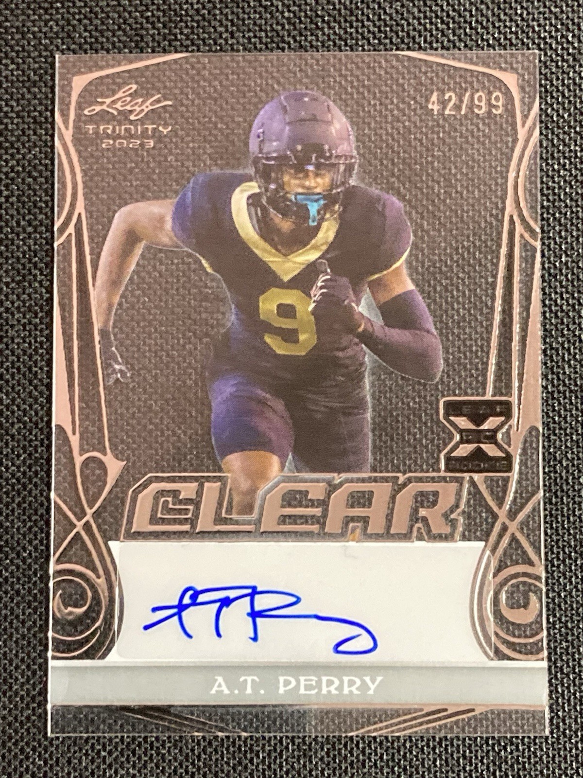 2023 Leaf Trinity Clear A.T. Perry Silver Foil /99 Auto Rookie SAINTS #CA-ATP
