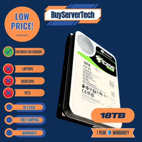 Seagate Exos X20 ST18000NM000D 18TB SAS 12Gb/s 7200RPM 256MB 0Hrs 1Yr Warranty