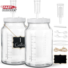 2 Pack 1 Gallon Large Fermentation Jars with 3 Airlocks and 2 SCREW Lids 100 Ai