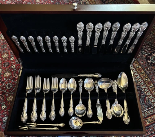 GORHAM MELROSE STERLING SILVER FLATWARE SET 62 PIECES, 8 PLACE SETINGS + EXTRAS