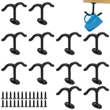 12 Pcs Zinc Alloy Ceiling Double Hook Cabinet Wardrobe Coat Towel Hat Hook Ho...