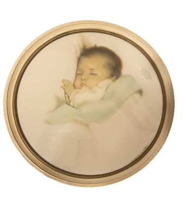 Vintage Bessie Pease Gutmann Little Bit of Heaven Baby Oval Wall Art Frame 14.5 