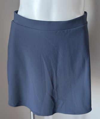 Wilo The Label Dusty Blue Ribber Mini A Line Skirt Swim Cover up Women's Sz M