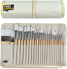 Paint Brushes Set of 24 Pieces Wooden Handles Brushes with Canvas Brush