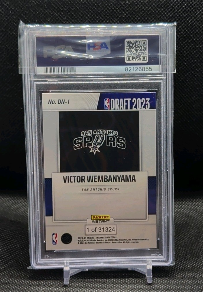 2023-24 Panini Instant - Draft Night Victor Wembanyama #DN-1 /31324 PSA 9 view 2